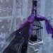CUSTOM Kissing Peacock Lovebird pair cake topper in PURPLE and BLACK  with Lighted Birdcage