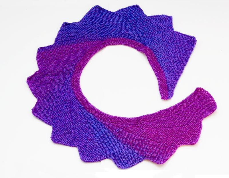 Hand Knit Scarf, Purple Scarf, Zig Zag Spiral Scarf, Modern Geometric Triangle Scarf, Winter Accessory for Women