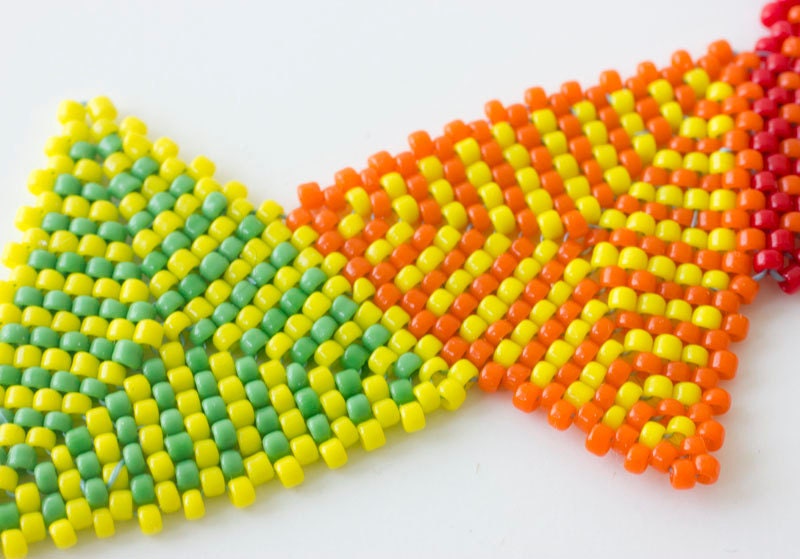 Rainbow Triangle Bracelet, Geometric Bracelet, Hand Woven Beadwork Peyote Stitch Neon Cuff