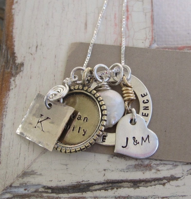 The Michele ... Family Custom Hand Stamped Necklace ... Mothers Necklace ... Personalized Jewelry ... Metalwork