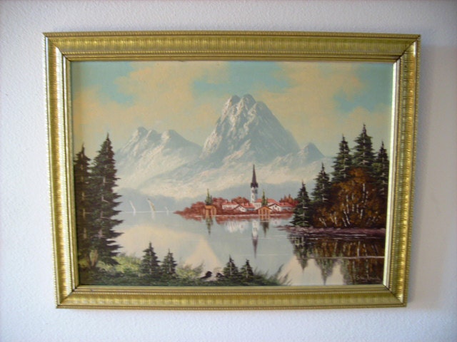 Very Majestic Original Framed Antique Painting,  22x28 Signed Swaykowsky