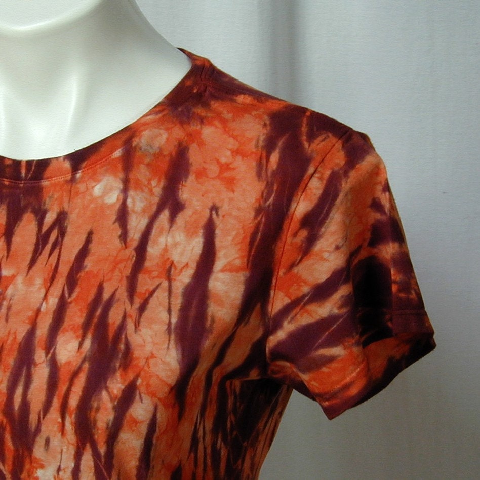 Terra Cotta Tiger Arashi Shibori Bamboo Top (medium)