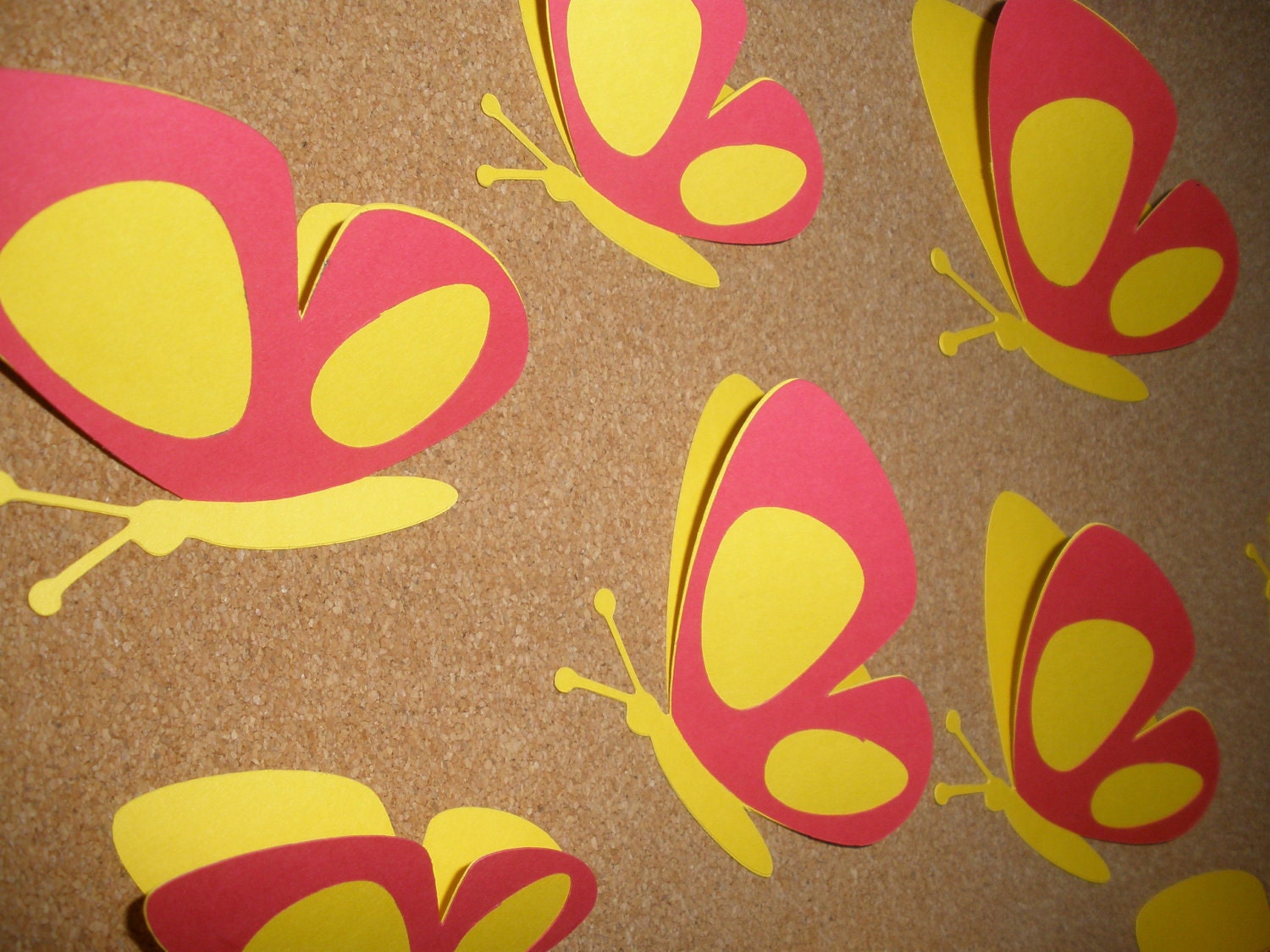 20 Beautiful Double Wing Butterflies, Red and Yellow ,3D, Art, Paper, Wall Decor,Girl Room, Nursery, Wedding, Baby Shower, Free Shipping