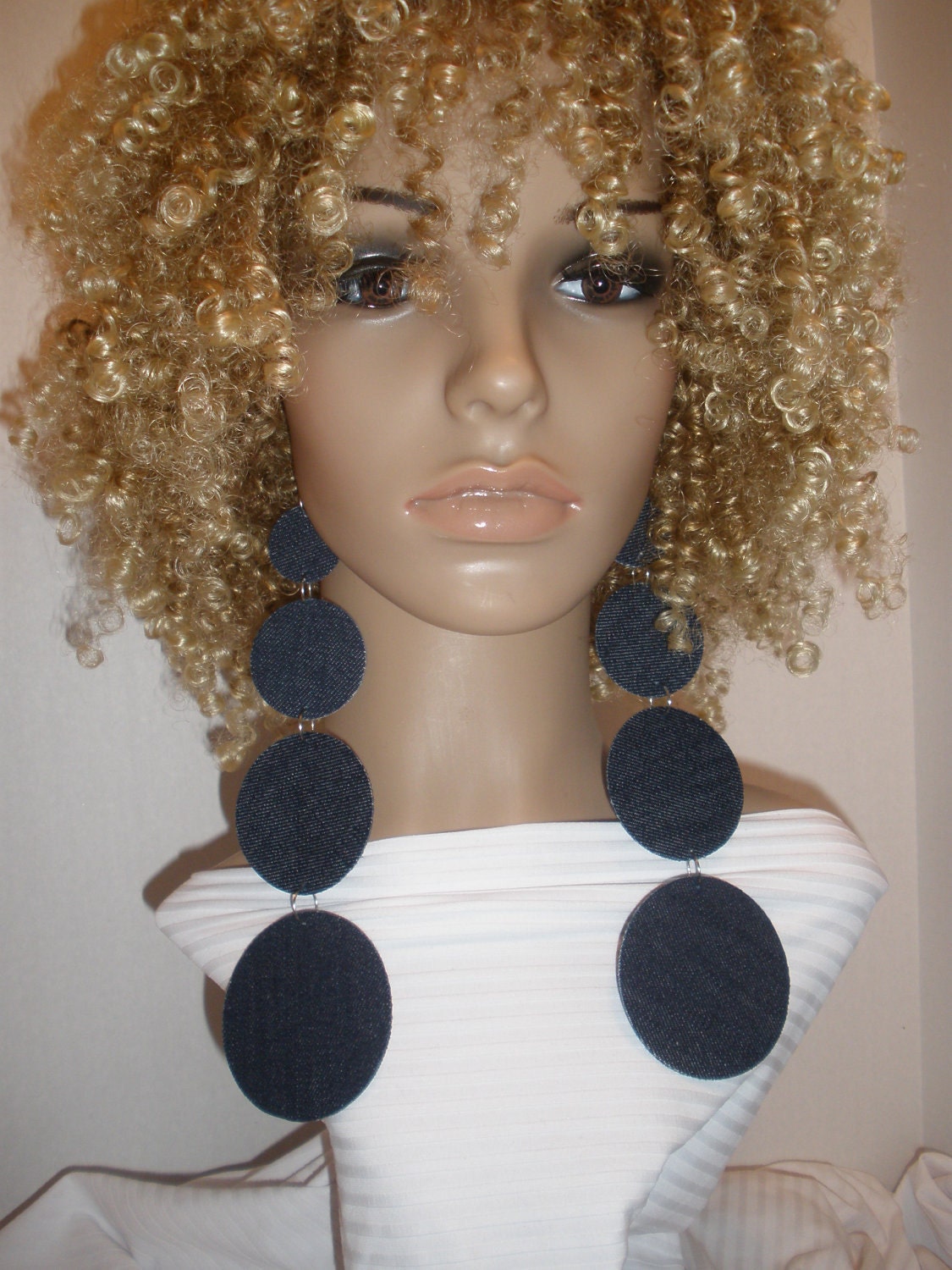 Attractive Long Dangling Denim Fabric Earrings, Ladies Earrings, Women Earrings, Fashion Earrings