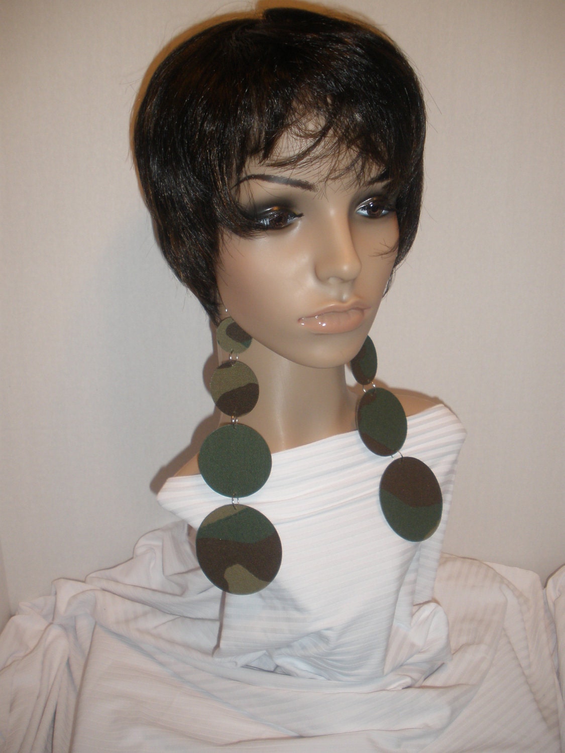 Attractive Long Dangling Camouflage Print Fabric Earrings, Ladies Earrings, Women Earrings, Fashion Earrings