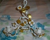 Vintage Tole Roses Candle Wall Sconce Holder