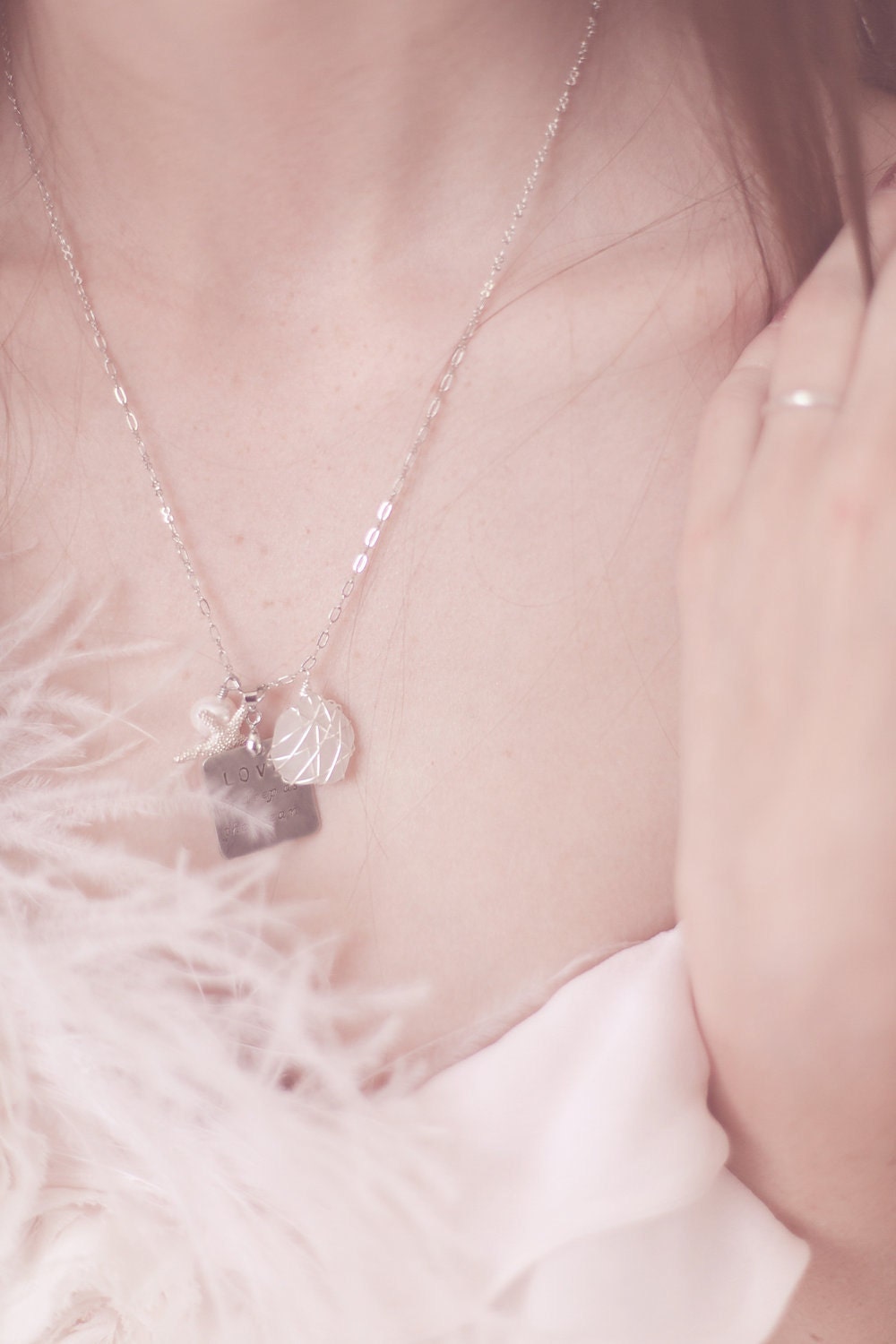 Love as deep as Ocean. starfish, coral, shell, sea glass, pearl, crystal necklace