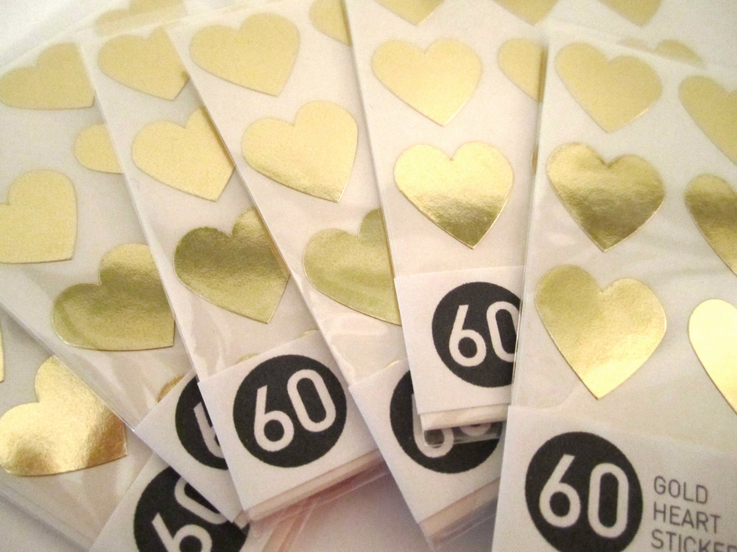 Heart Stickers - Gold 60 qty