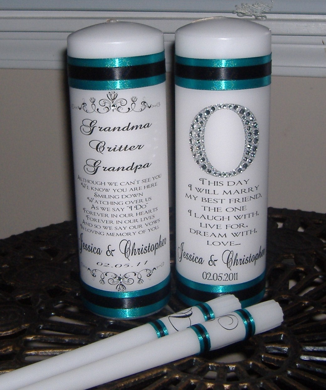 Crystal Unity Candle and Memorial Candle 4 piece set