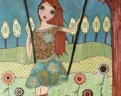 Mixed Media Girl Painting Art Print