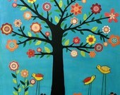 Children wall art, nursery art prints, baby nursery decor, kids wall art, Retro Flower Tree 'Sunshine'