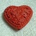 Cinnabar Beads- Pendant Flat Heart Carved 25x28x13mm