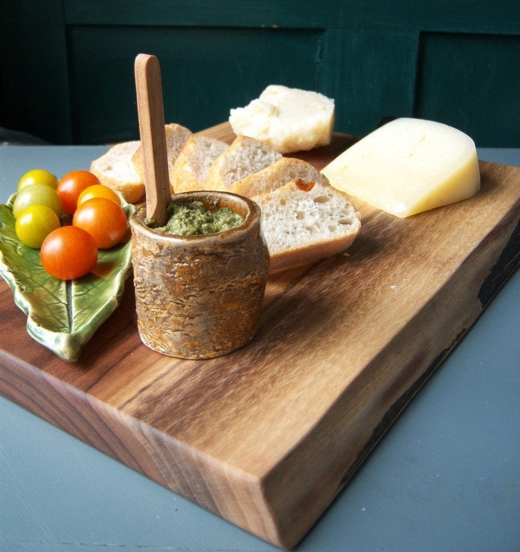 Rustic Serving Trio -Walnut w/ Leaf and Log