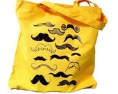 Mustache Bag - Moustache Collection on a Yellow Tote Bag
