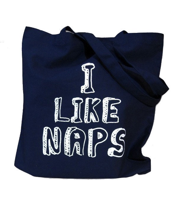 Tote Bag - I like Naps Print on a Navy Blue Canvas Tote Bag