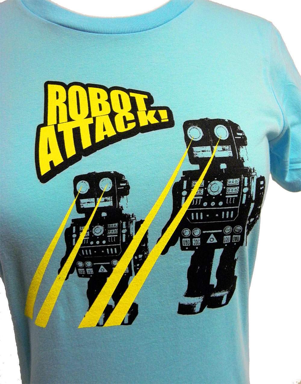 ROBOT T Shirt - Robot Attack Laser Ladies Shirt - (Available in sizes S, M, L, XL)