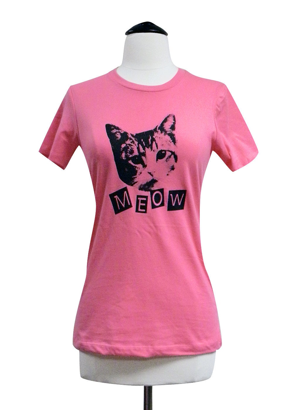 CAT T-Shirt - MEOW Kitty Cat Ladies Shirt - (Available in sizes S, M, L, XL)