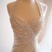 Reserved/Wedding Dress / Vintage 1970s Designer White Wedding Gown Halter Neck with pearls and sequins by Robert David Morton Size S