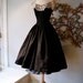 50s Dress / 50s Party Dress / Vintage 1950s Black Taffeta Party New Look Prom Dress with White Lace and Rhinestones Size S