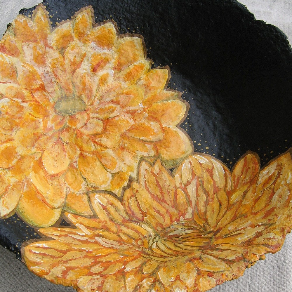 Paper Mache Bowl Handmade Recycled Papier Mache by studioRenee