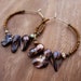Earrings: Beaded Pearl and Glass Hoops in Purple Copper Gold, Artemesia