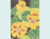 GOLDEN NASTURTIUM Original Paper Micro Mosaic   ACEO from Theodora