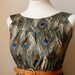 New Design..Jennifer Lilly Handmade Beautiful Peacock Dress Gathered Dress in Sand // Spring Vintage Whimsical Woodland Dress (XXS)