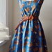 Reserved for Sarah Boardman Blue Cowboy Boot Dress Browns // Boho Whimsical Woodland Bohemian Romantic Tea Party Dress (M)
