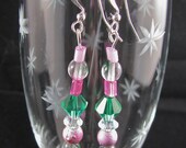 30% OFF Pink and kelly green preppy dangle earrings silver