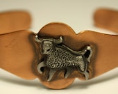 1960s / 1970s Copper Taurus Bull Cuff Bracelet