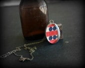 Vintage Fabric Necklace with Copper Patina on Brass Chain
