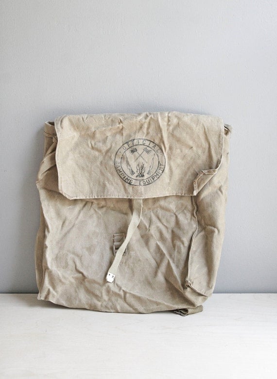 vintage scout pack / canvas knapsack