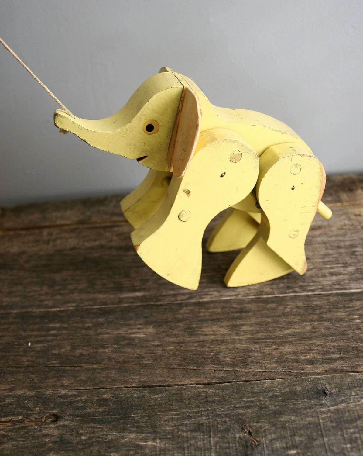 vintage walking elephant pull toy