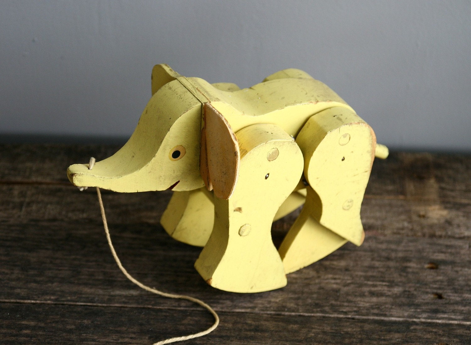 vintage walking elephant pull toy