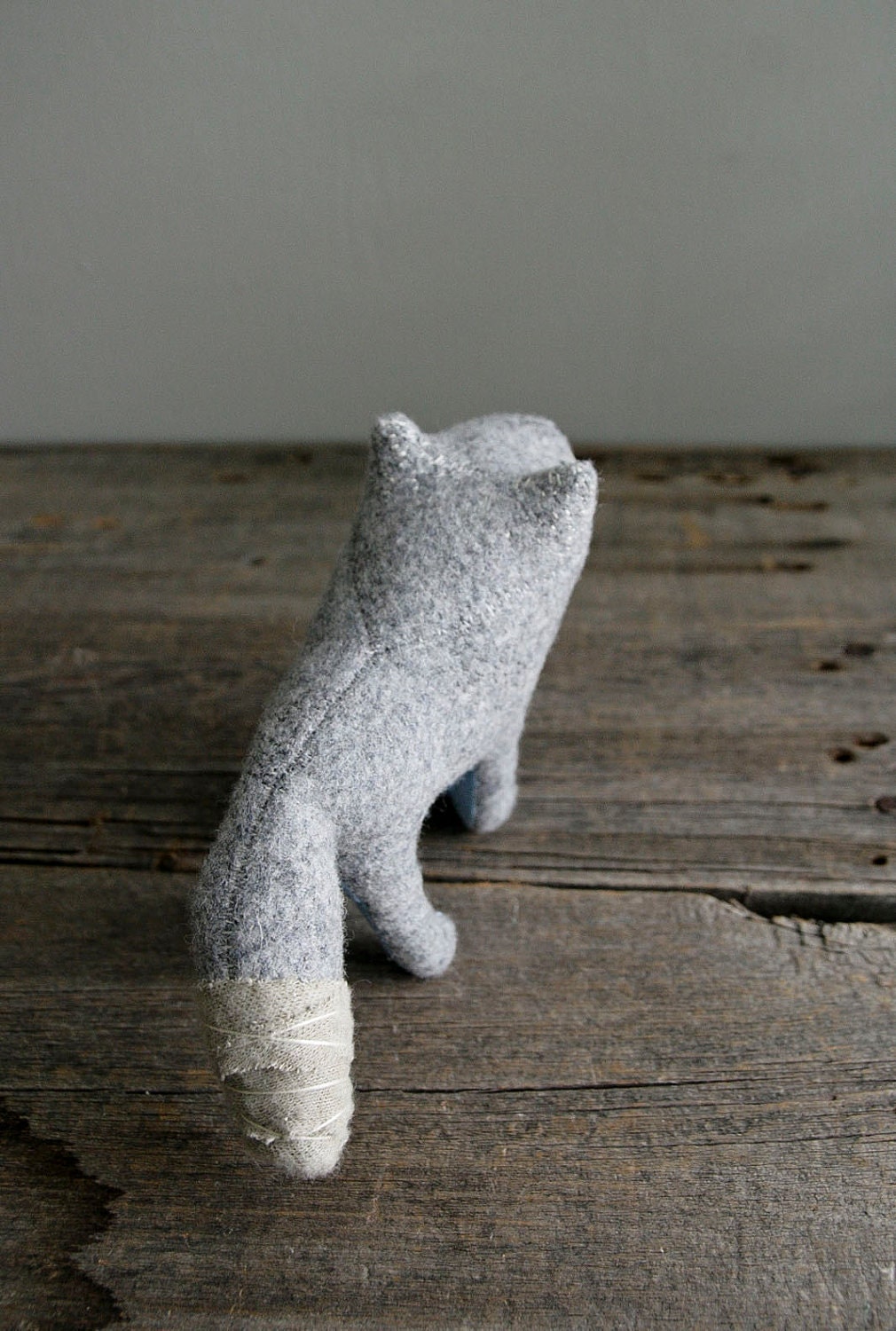 young grey fox soft sculpture animal