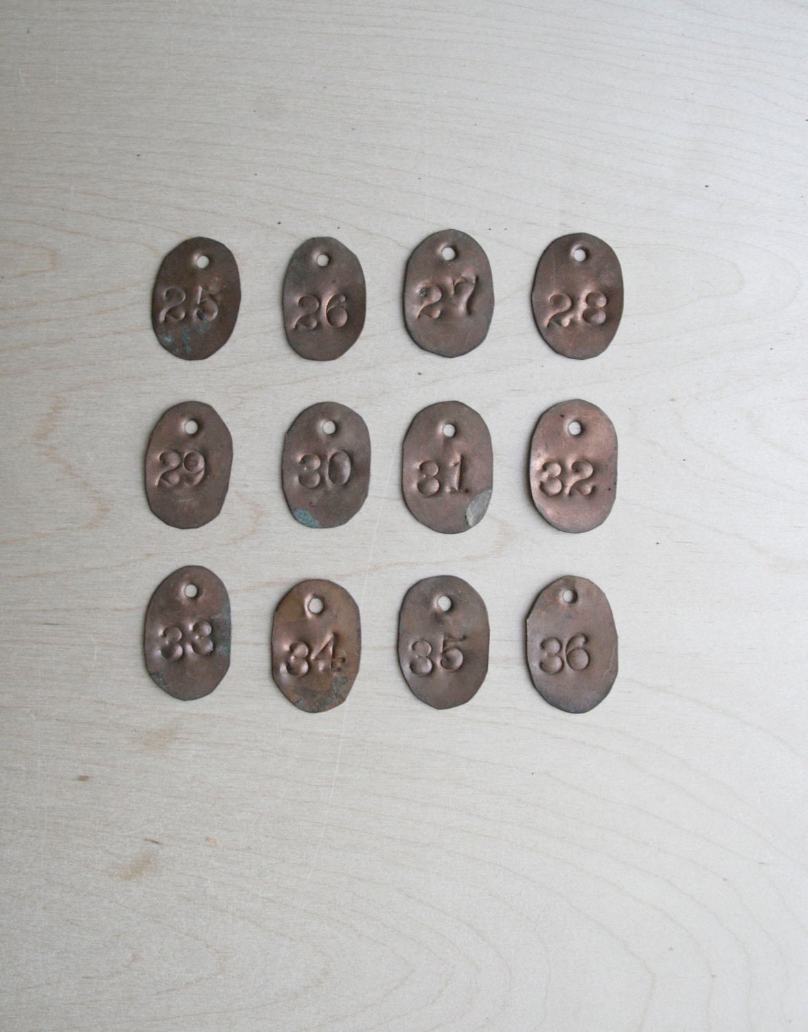 vintage handmade copper tool tag