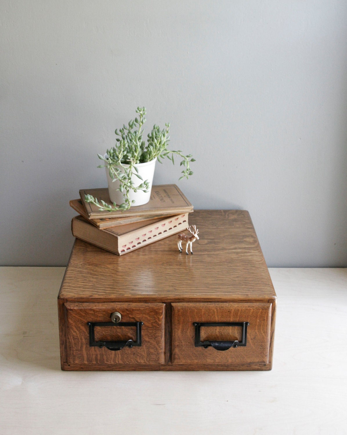 vintage oak card catalog file