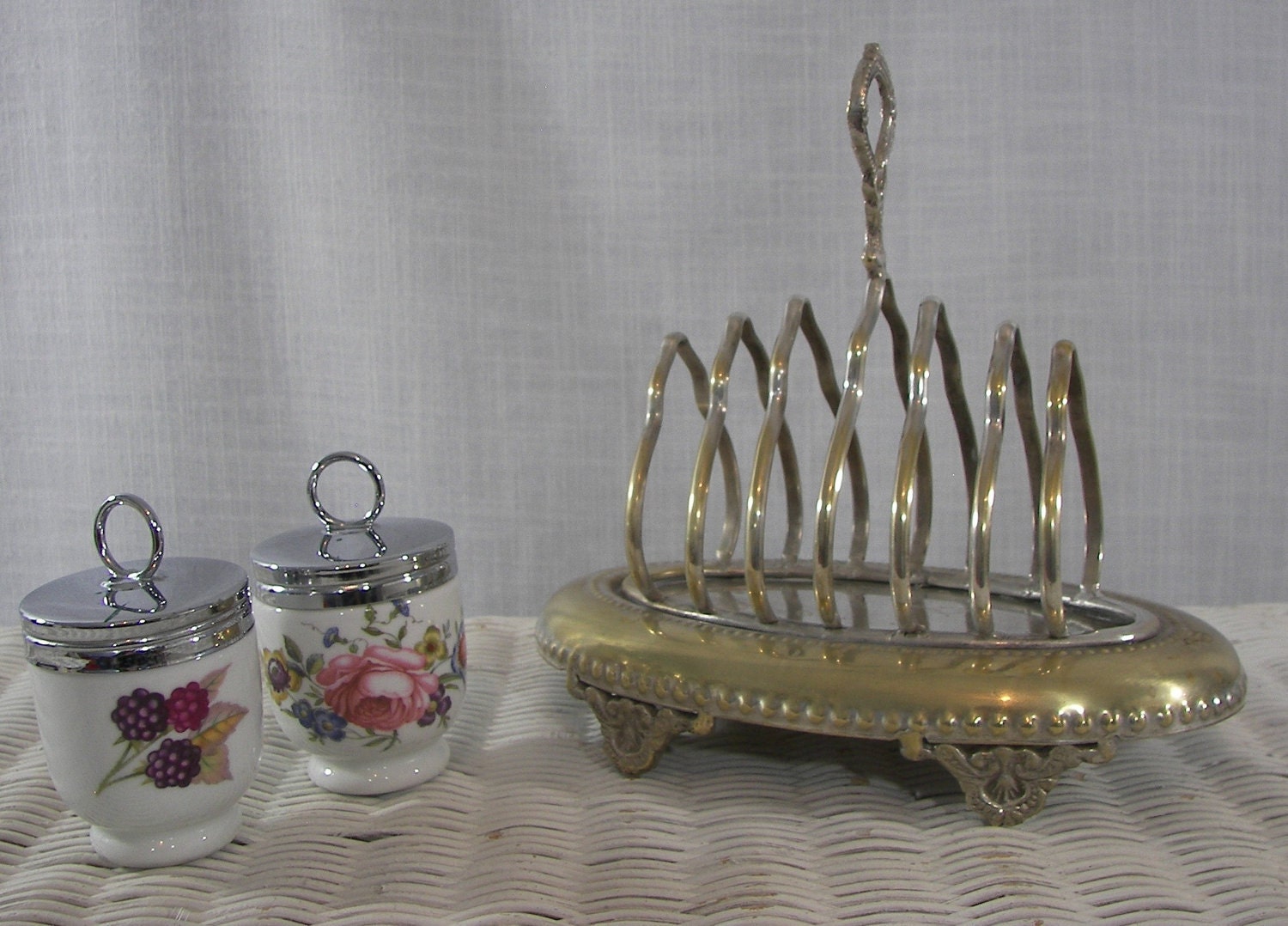 Vintage Brass Toast Rack with Crumb Tray by ZellesAttic on Etsy