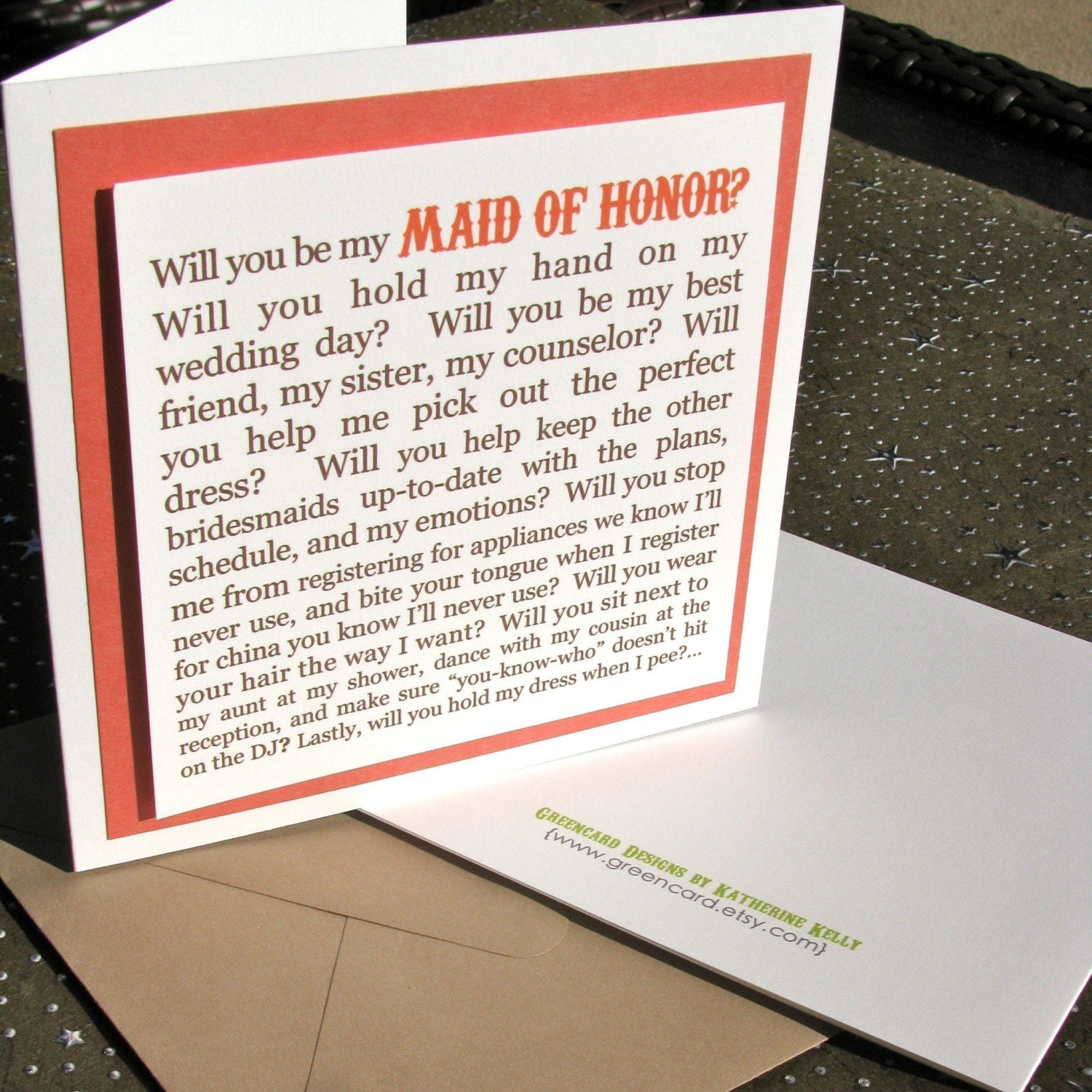 WILL YOU BE MY MAID OF HONOR card