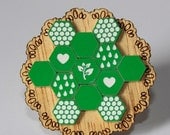 Green Patchwork Doily Brooch