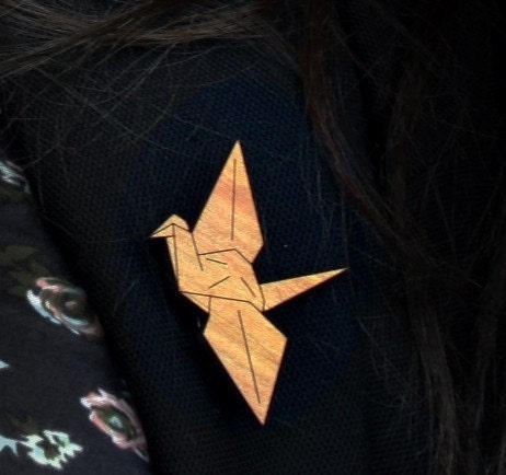 Origami Peace Crane Brooch