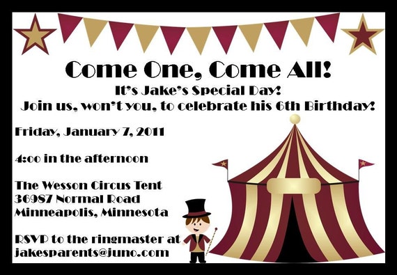 Come One Come All Amazing Circus Invitations By Elonacreations