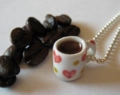 Cup of Coffee Necklace - Miniature Food Jewelry - I Heart Coffee Mug