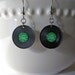 Miniature Vinyl Record Earrings - Green Label - Surgical Stainless Steel Dangles