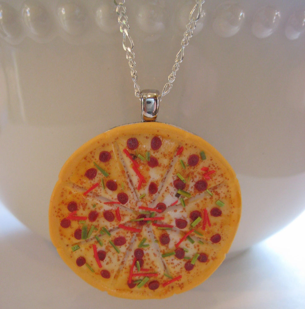 Supreme Pizza Necklace  Miniature Food Jewelry