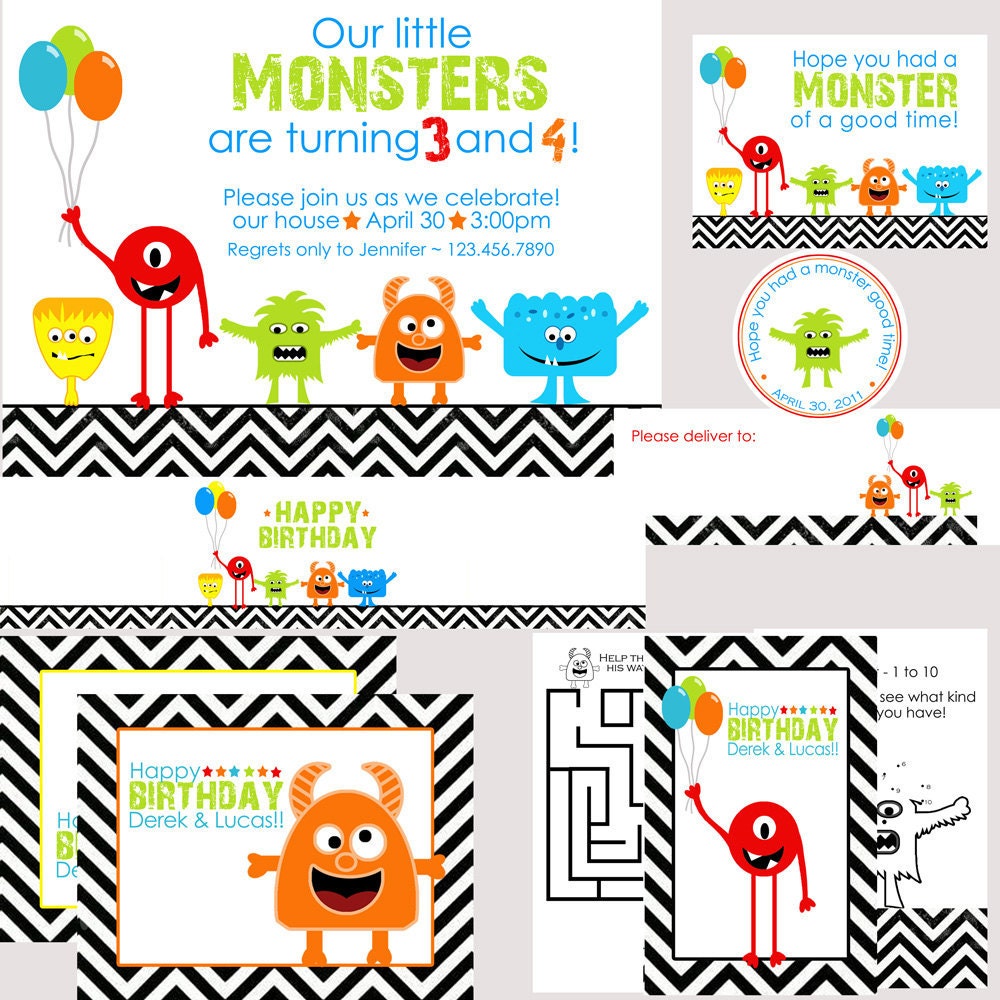 Monster Birthday Party Package - With or Without Photo