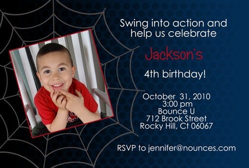 Cool Spiderman Birthday Invitation - With or Without Photo