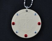 Patriotic Anchor Poker Chip Necklace