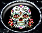 Dia De Los Muertos Skull Belt Buckle HandMade BB-65R