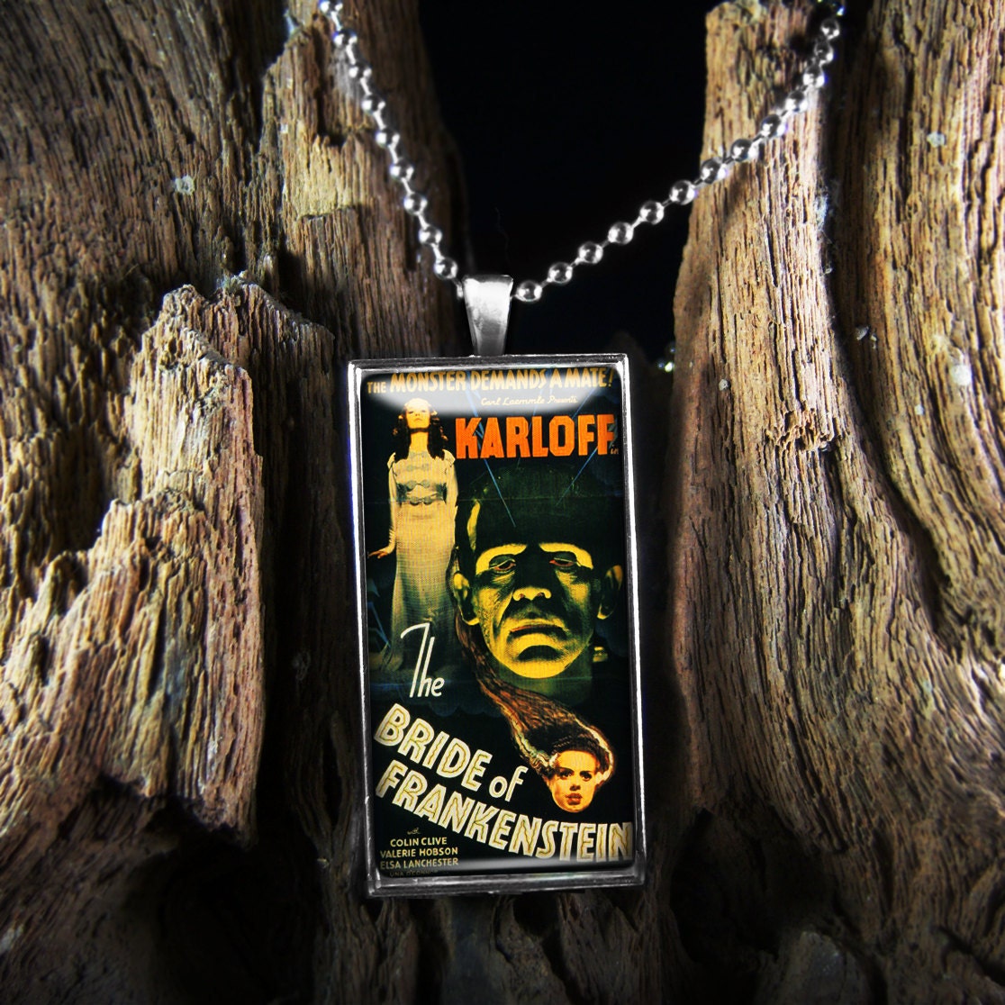 Frankenstein Universal Monster Retro Horror Halloween Sterling Silver Pendant Necklace 381-RCF